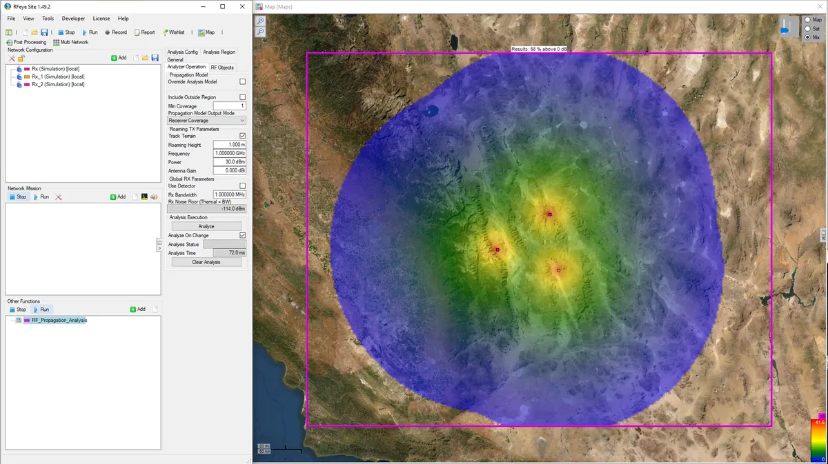 RF propagation and coverage planning heat map